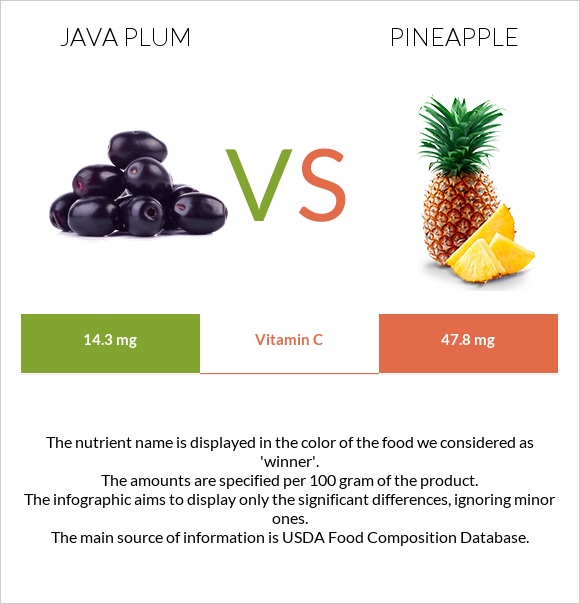 Java plum vs Արքայախնձոր infographic