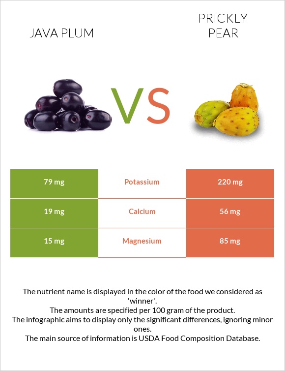 Java plum vs Կակտուսի պտուղ infographic