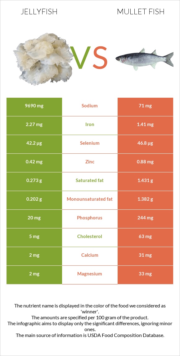 Մեդուզա vs Mullet fish infographic