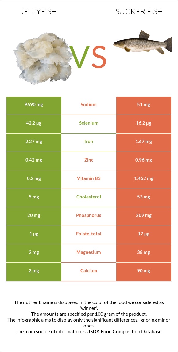 Մեդուզա vs Sucker fish infographic