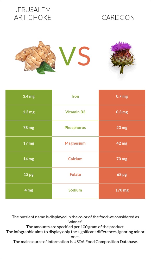 Jerusalem artichoke vs Cardoon infographic