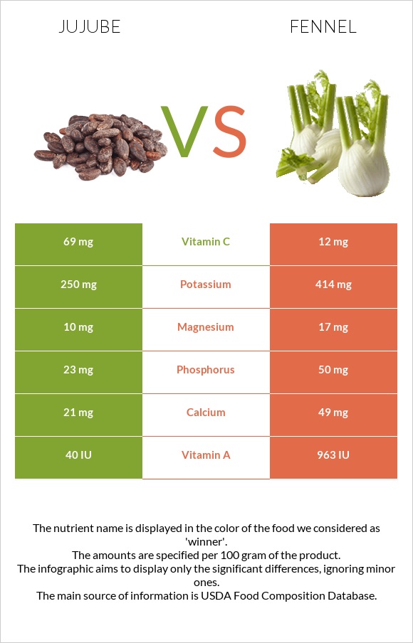 Jujube vs Fennel infographic