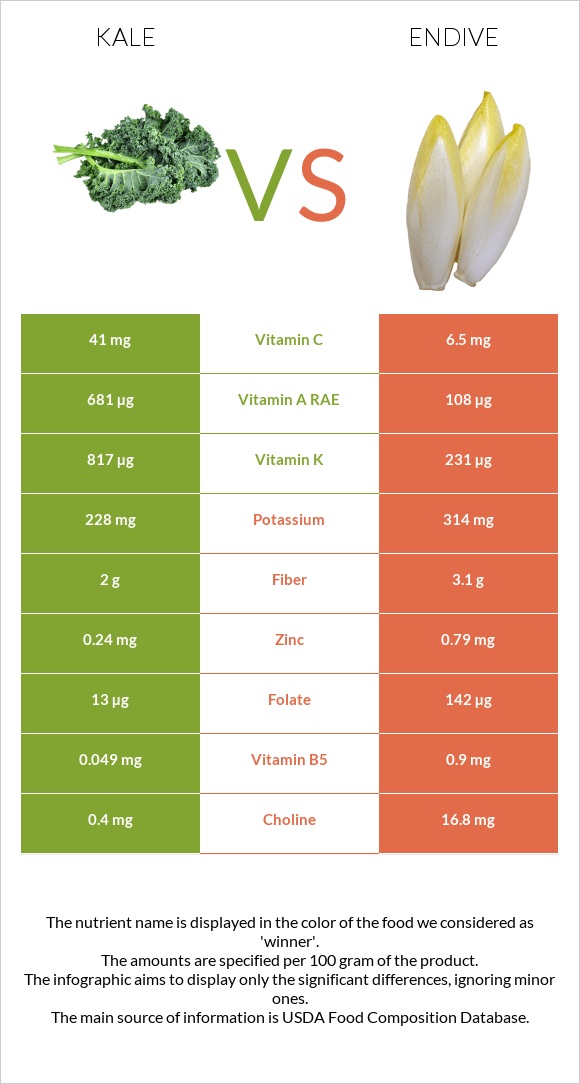 Kale vs Endive infographic