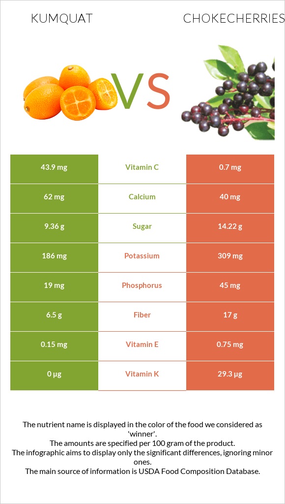Kumquat vs Chokecherries infographic