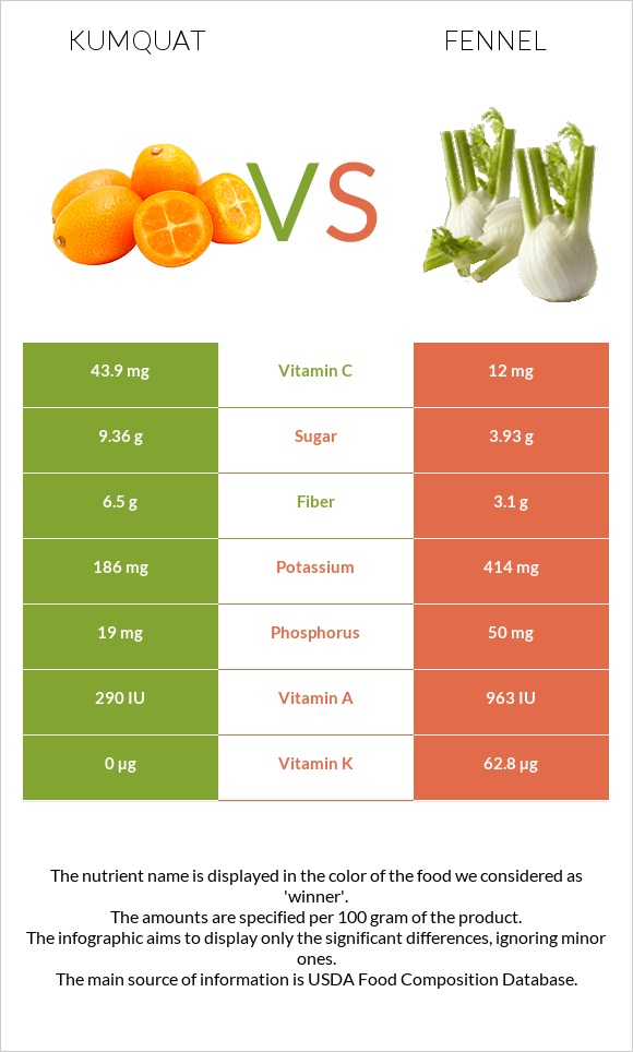Kumquat vs Fennel infographic