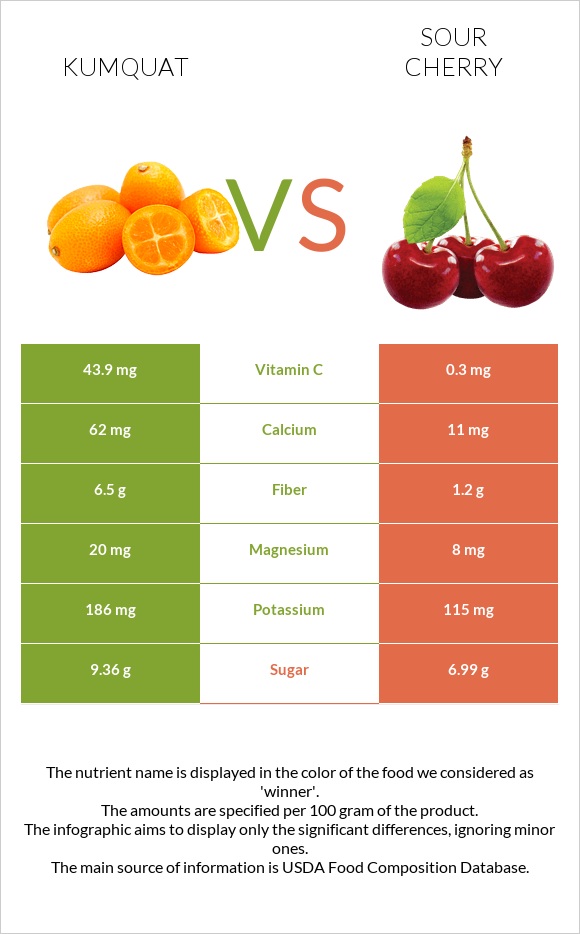 Kumquat vs Sour cherry infographic