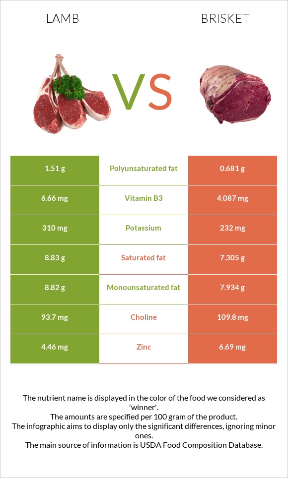 Lamb vs Brisket infographic