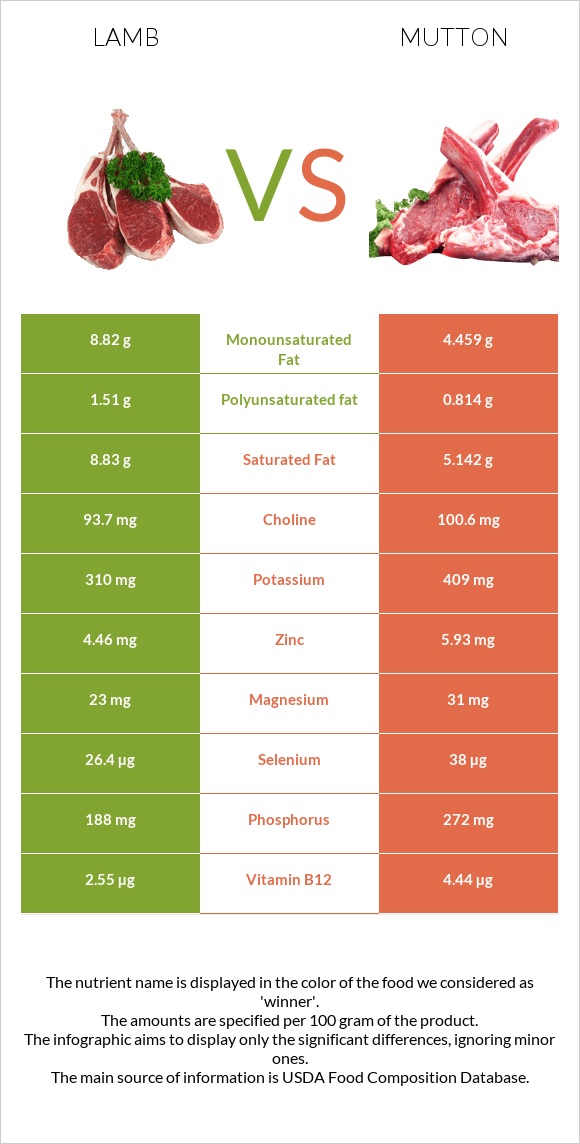 Գառ vs Ոչխարի միս infographic