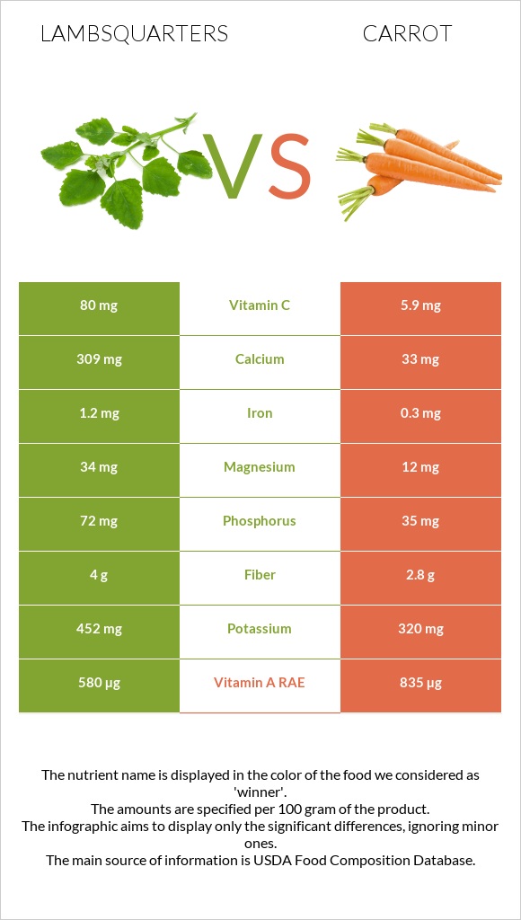 Lambsquarters vs Carrot infographic