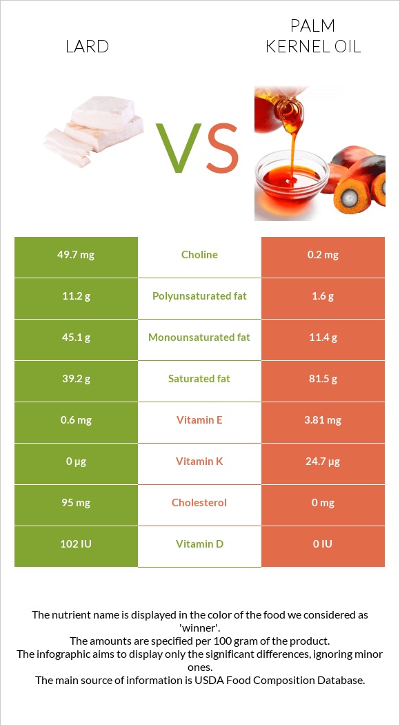 Lard vs Palm kernel oil infographic