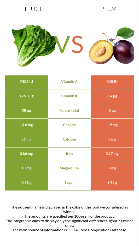 Lettuce vs Plum infographic