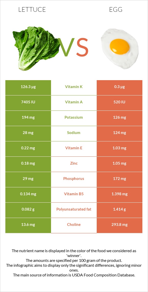 Lettuce vs Egg infographic