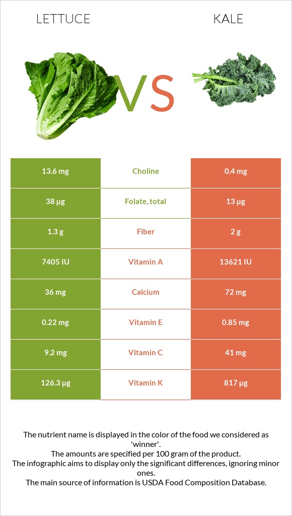 Lettuce vs Kale infographic