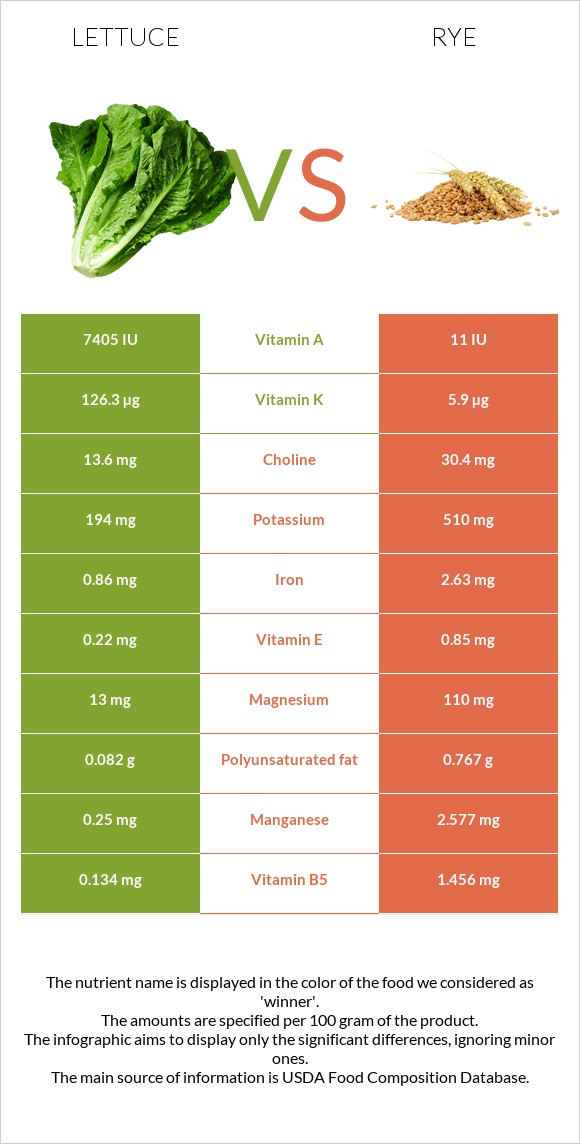 Lettuce vs Rye infographic