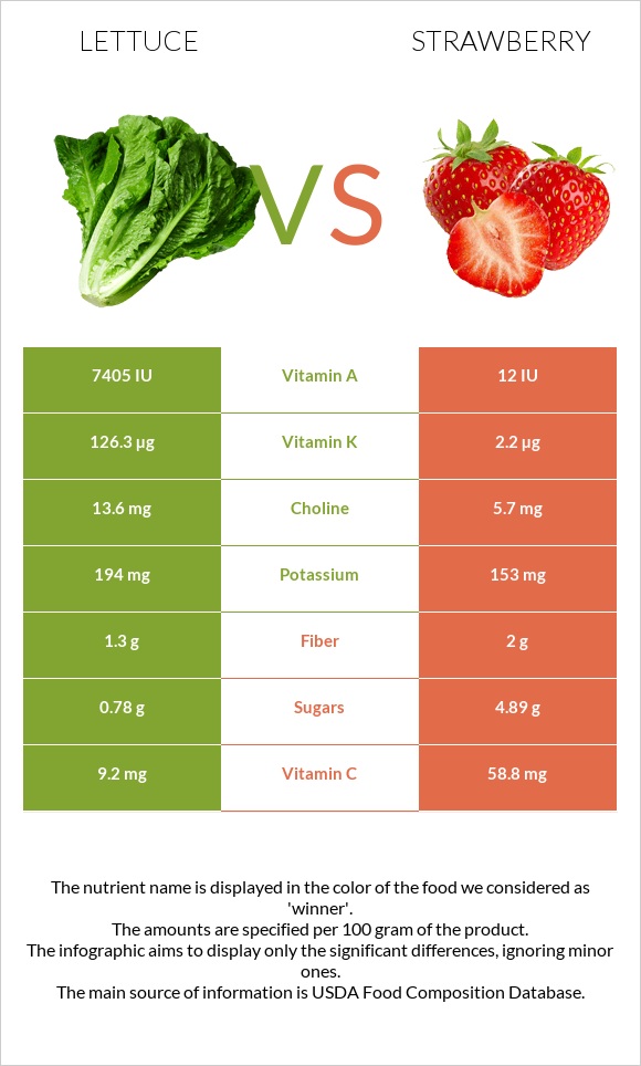 Lettuce vs Strawberry infographic
