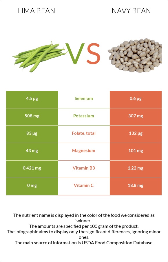 Lima bean vs Լոբի սպիտակ նևի infographic
