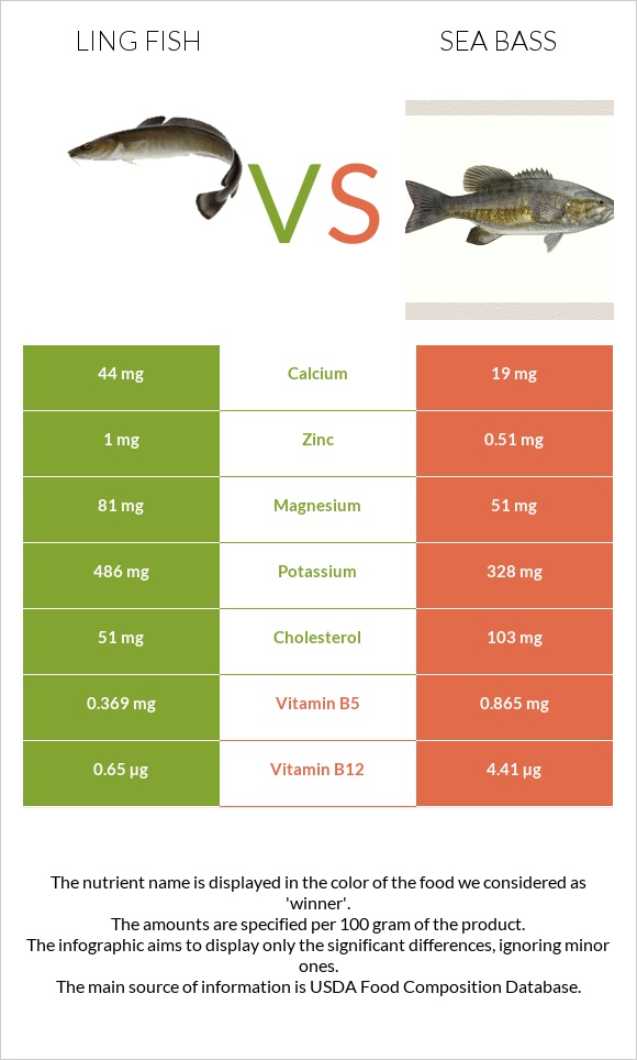 Ling fish vs Bass infographic