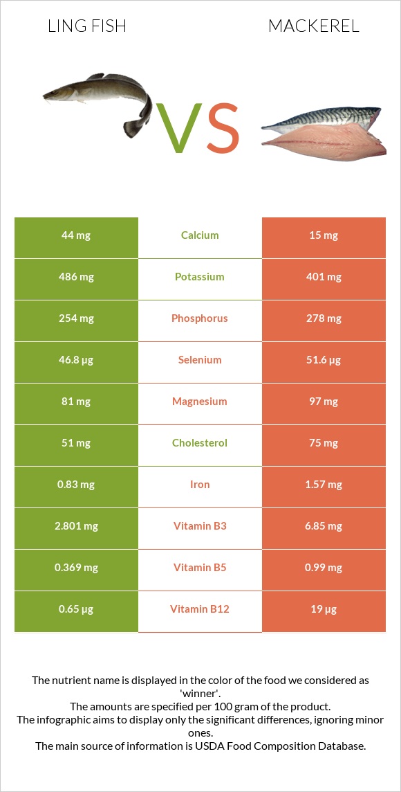 Ling fish vs Mackerel infographic