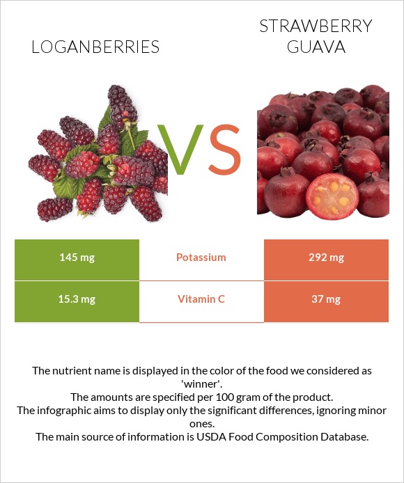 Loganberries vs Ելակի գուավա infographic