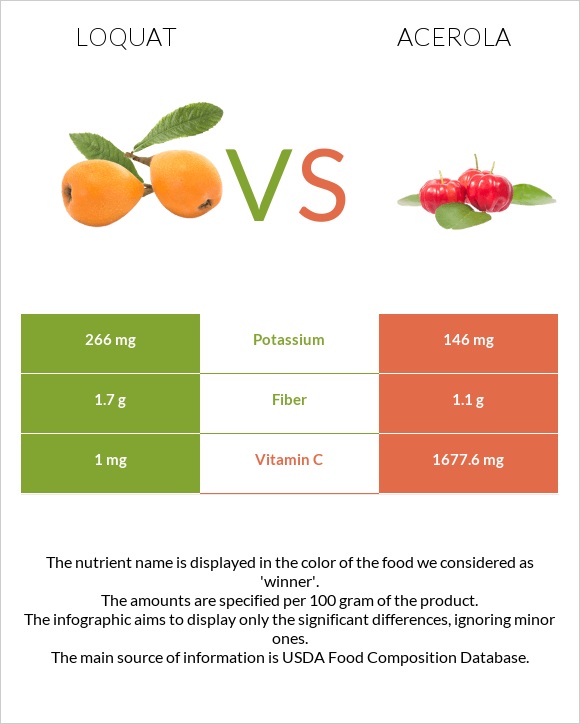 Loquat vs Acerola infographic