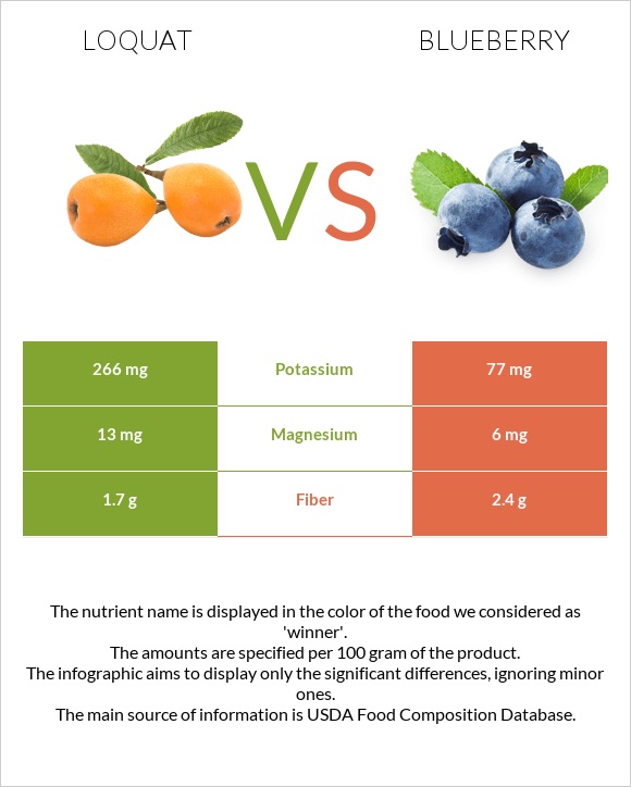 Loquat vs Blueberry infographic