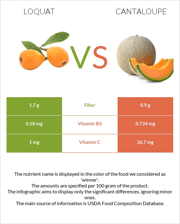 Loquat vs Cantaloupe infographic