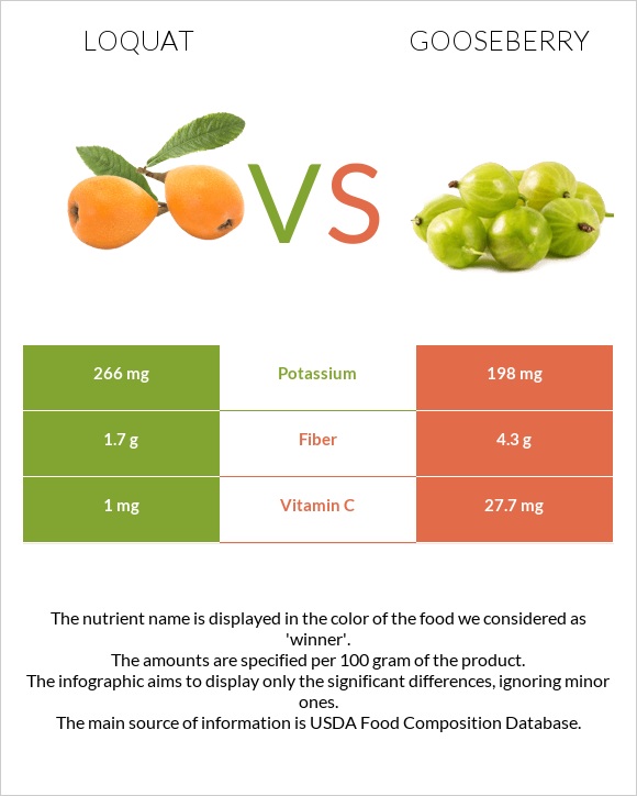 Loquat vs Gooseberry infographic