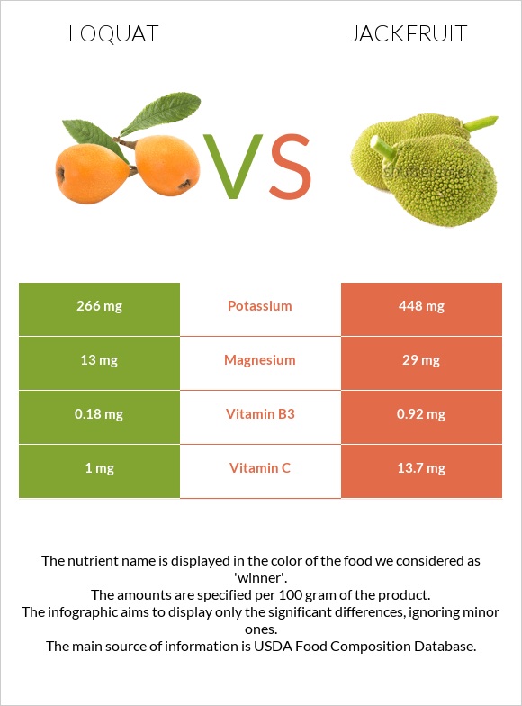 Loquat vs Jackfruit infographic