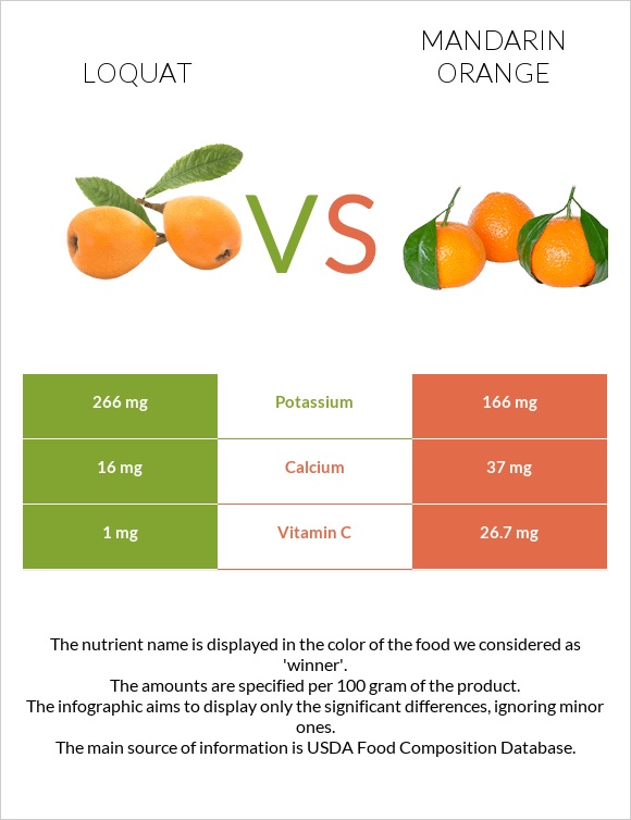 Loquat vs Mandarin orange infographic