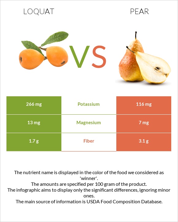 Loquat vs Pear infographic
