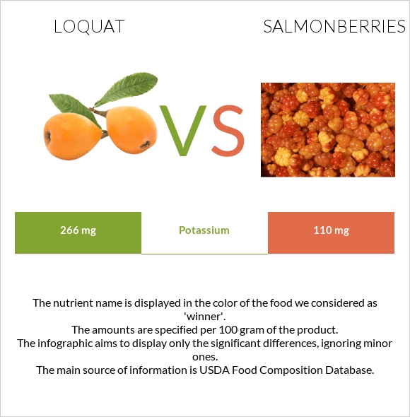 Loquat vs Salmonberries infographic