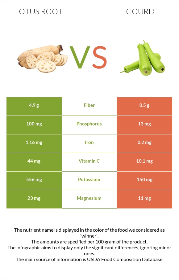Լոտոս արմատ vs Դդում infographic