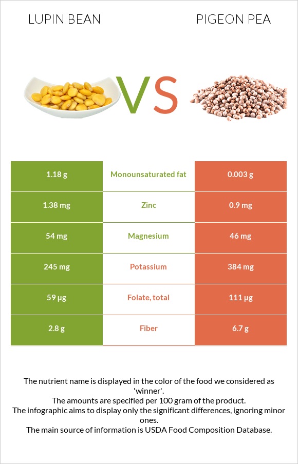 Լոբի լուպին vs Pigeon pea infographic