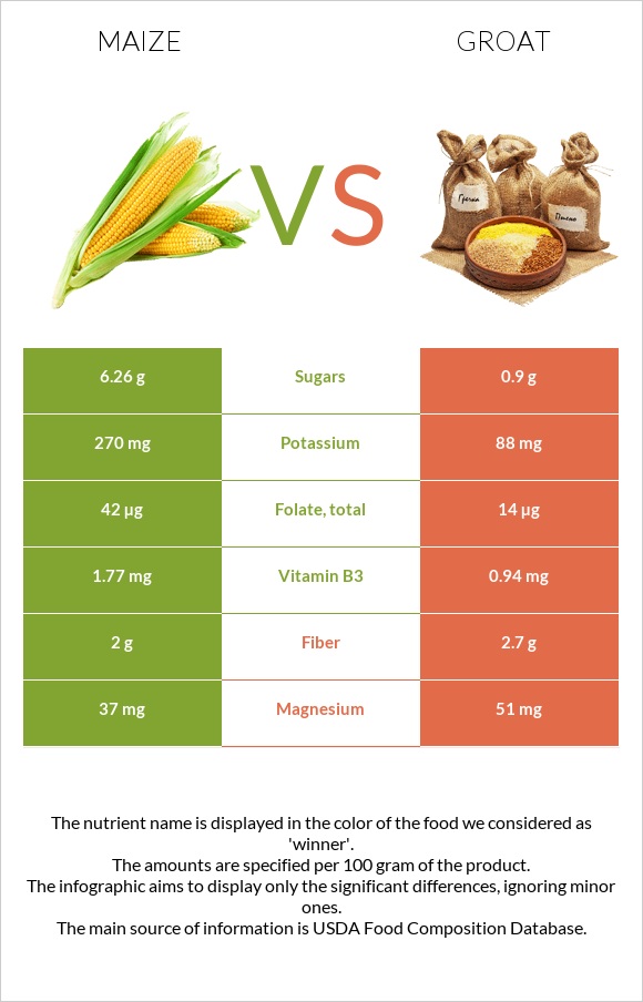 Maize vs Groat infographic