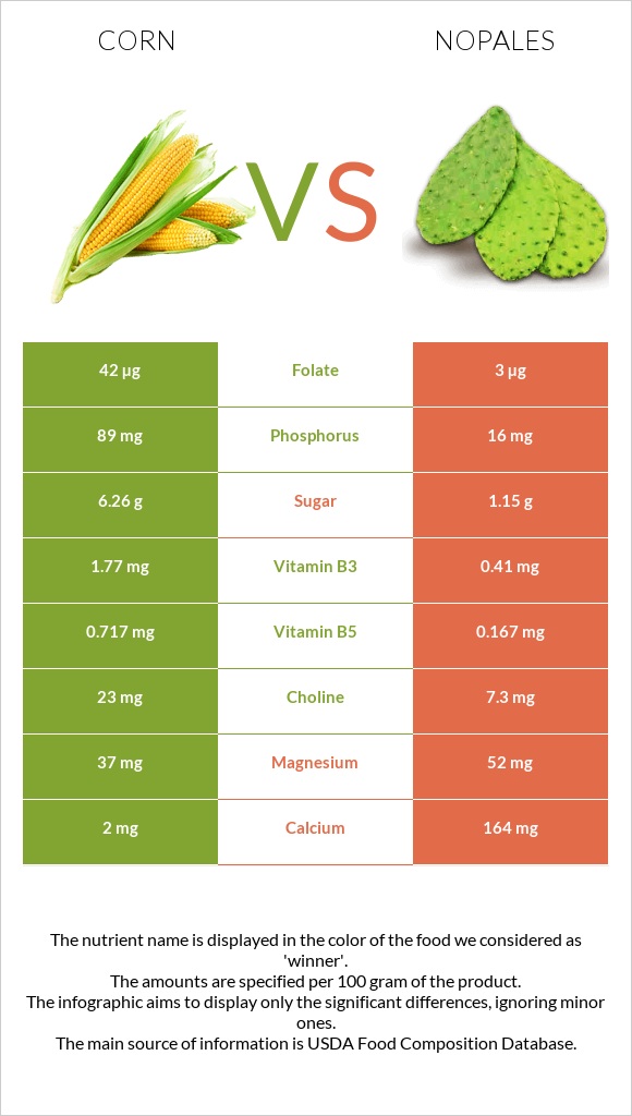 Corn vs Nopales infographic