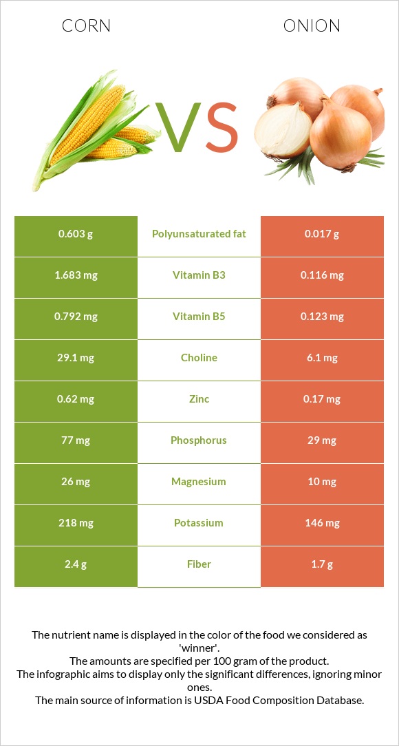 Եգիպտացորեն vs Սոխ infographic