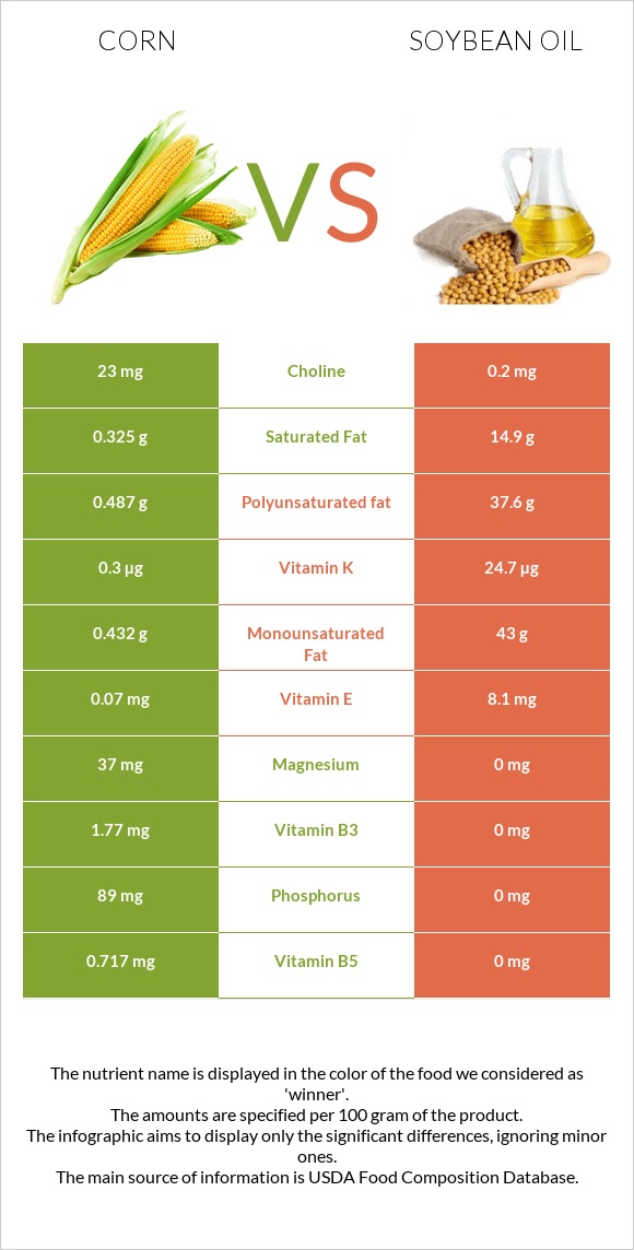 Եգիպտացորեն vs Սոյայի յուղ infographic