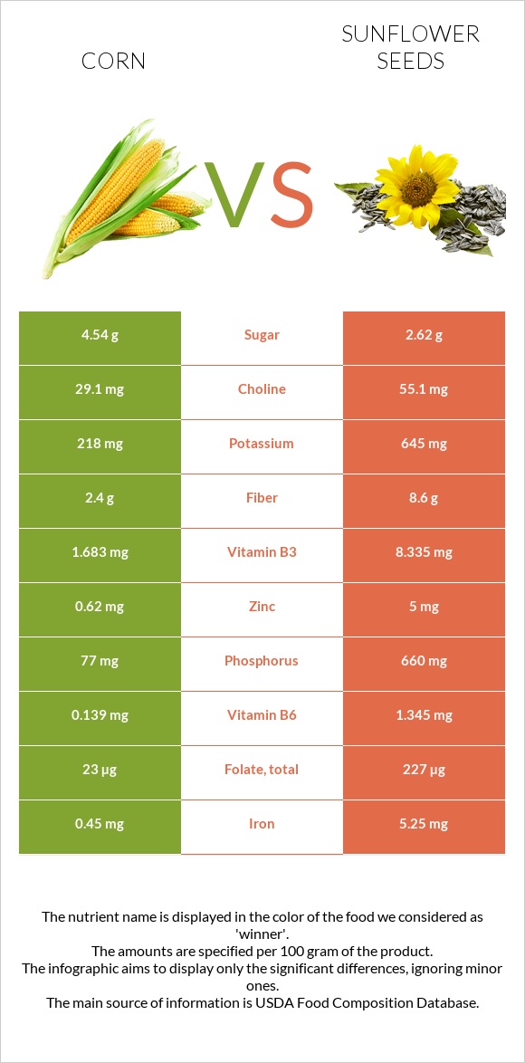 Maize vs Sunflower seed infographic