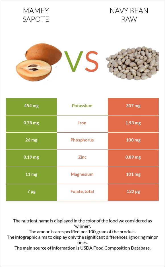 Mamey Sapote vs Navy bean raw infographic