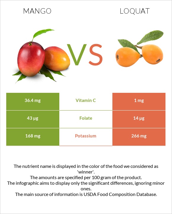 Mango vs Loquat infographic