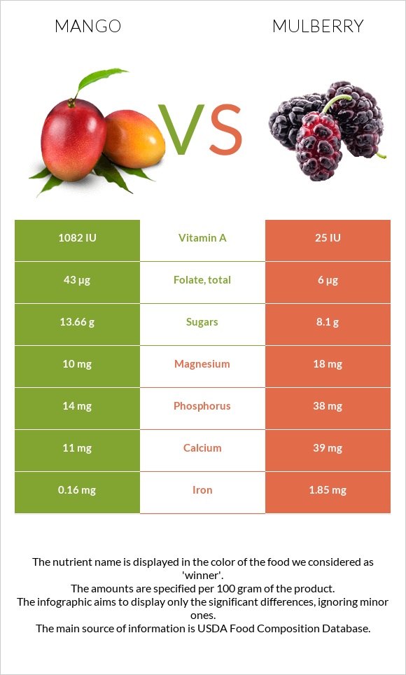 Mango vs Mulberry infographic