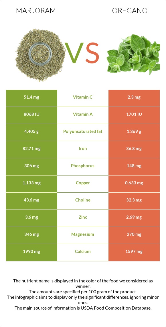 Marjoram vs Oregano infographic