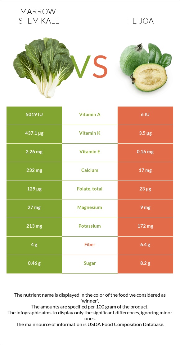 Marrow-stem Kale vs Feijoa infographic