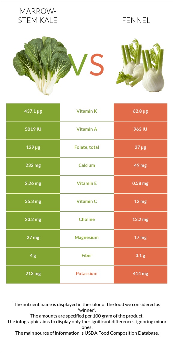 Marrow-stem Kale vs Fennel infographic