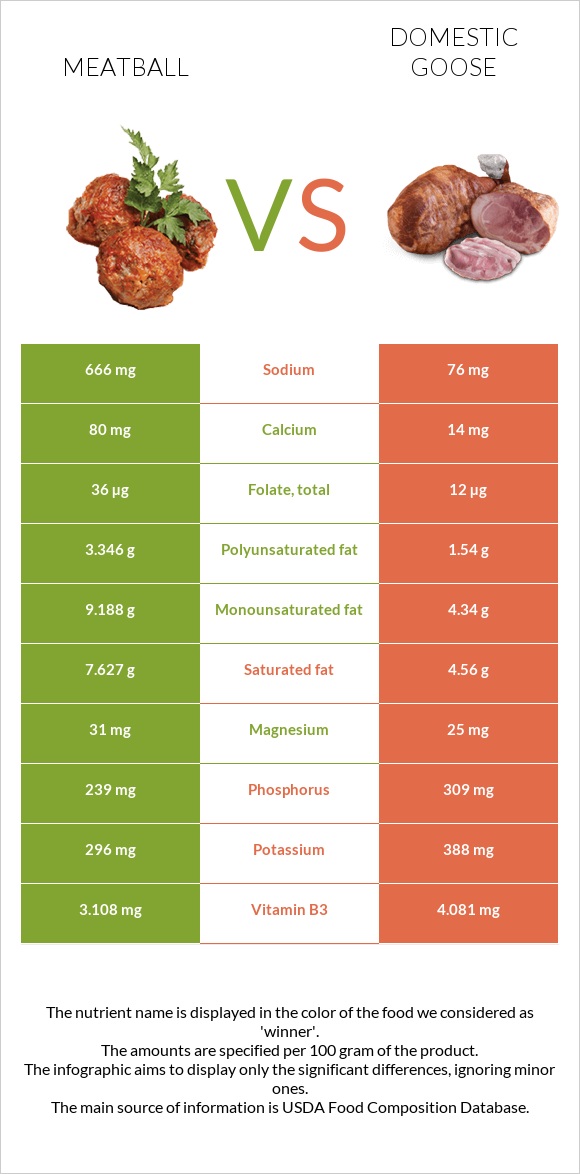 Meatball vs Domestic goose infographic