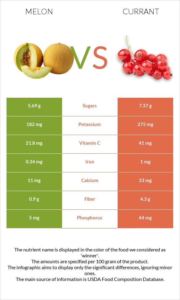 Melon vs Currant infographic