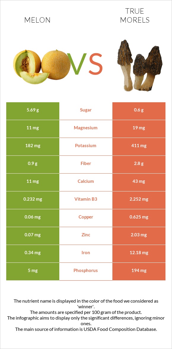 Melon vs True morels infographic