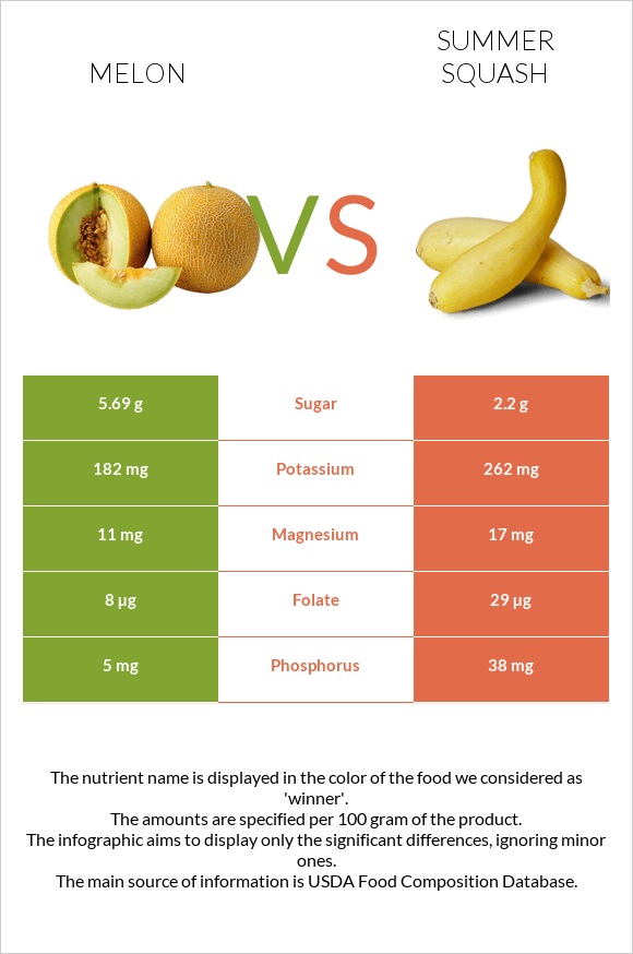Melon vs Summer squash infographic
