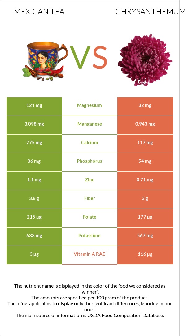 Mexican tea vs Chrysanthemum infographic