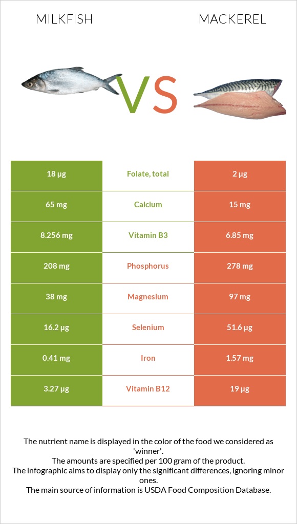 Milkfish vs Mackerel infographic